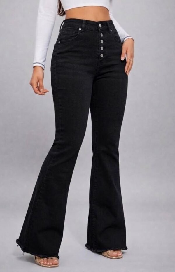 Women Bell Bottom Button-Fly Flare Jeans